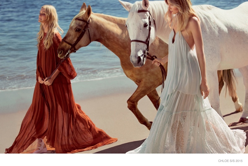 Caroline Trentini + Eniko Mihalik Hit the Beach for Chloe’s Spring 2015 Ads