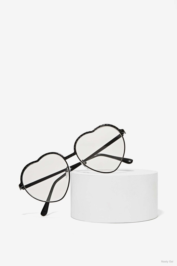Nasty Gal Clear Heart Glasses available for $20.00