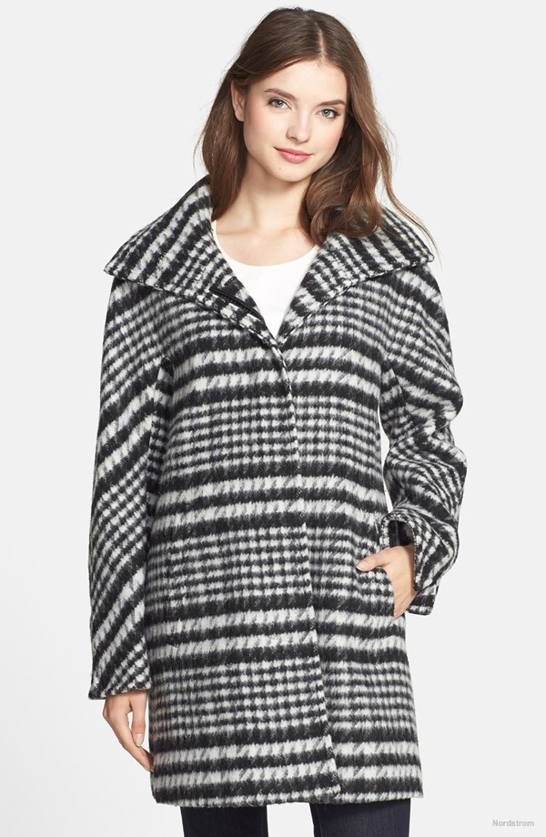 Ellen Tracy Houndstooth Pattern Wool Blend Coat available for $118.80