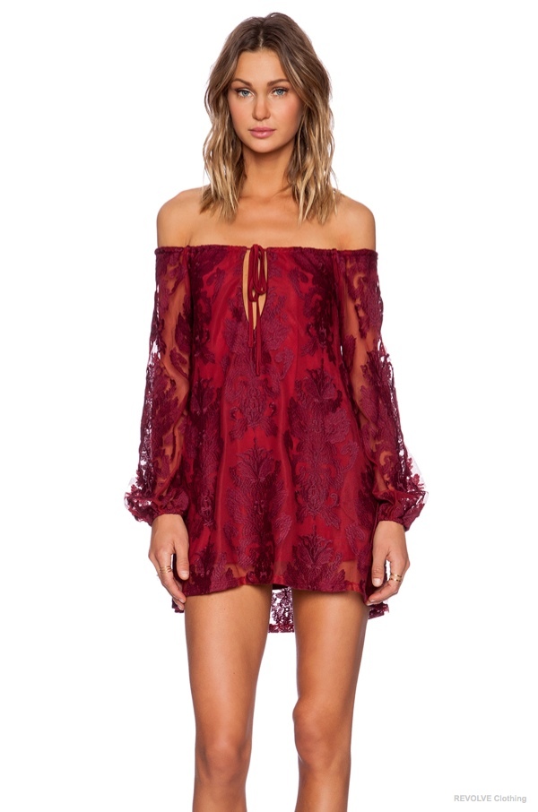 For Love & Lemons ‘Sangria’ Dress in Crimson