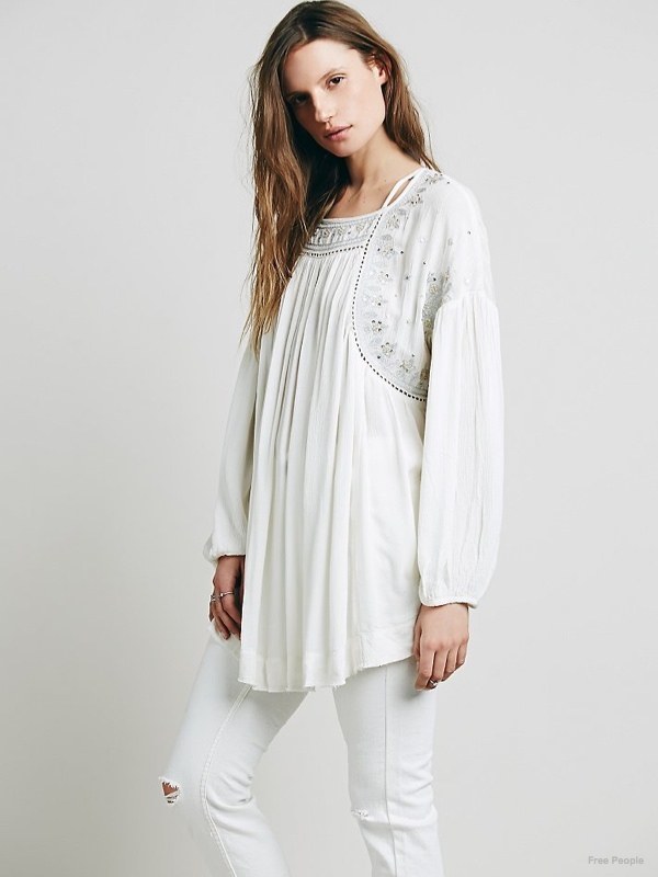 Free People Embellished Strappy Back Tunic in White available for $168.00