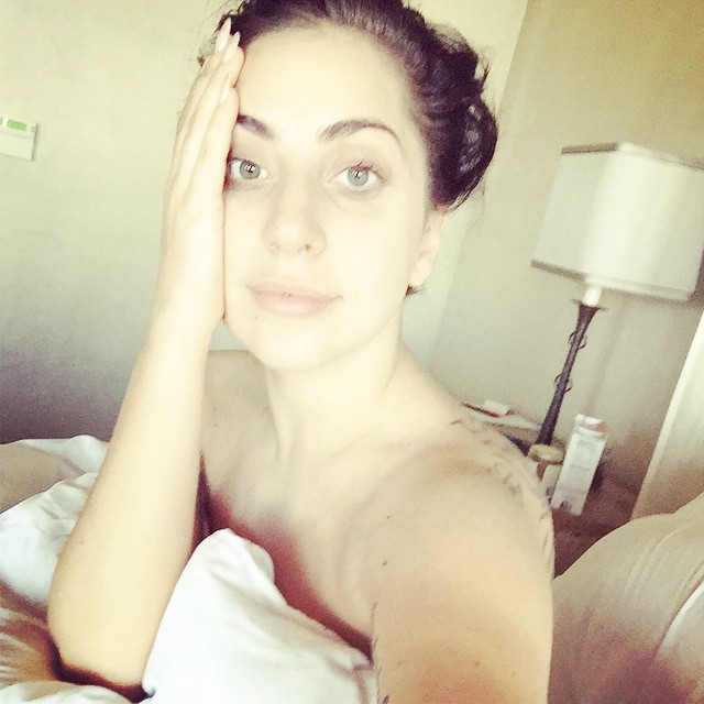 FRESH FACED: Lady Gaga goes without makeup or a wig on Instagram. 