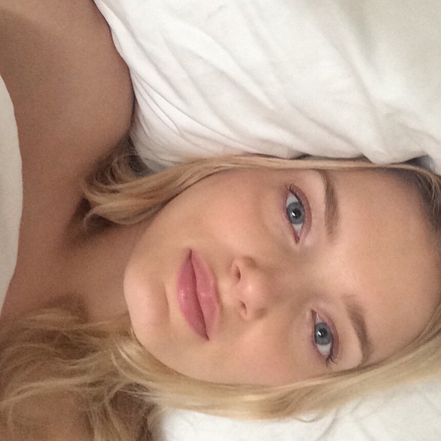 Lily Donaldson takes a selfie in bed