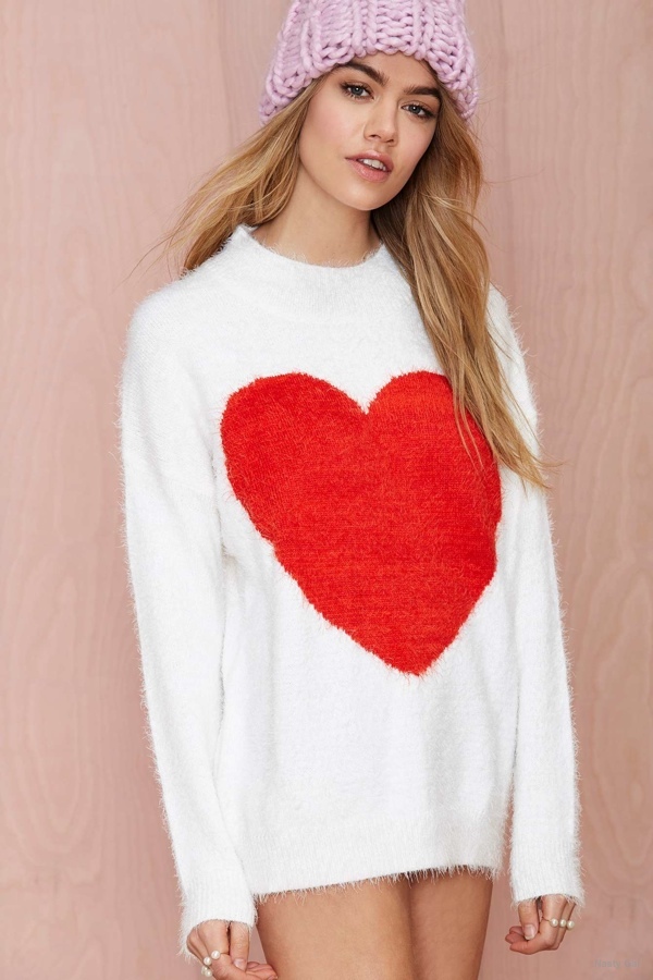 Nasty Gal 'Heart On' Fuzzy Sweater available for $78.00