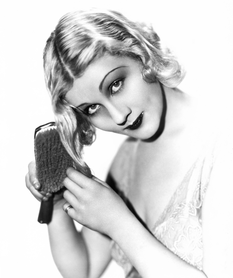 Blonde Woman Brushing Hair 1930s Center Part