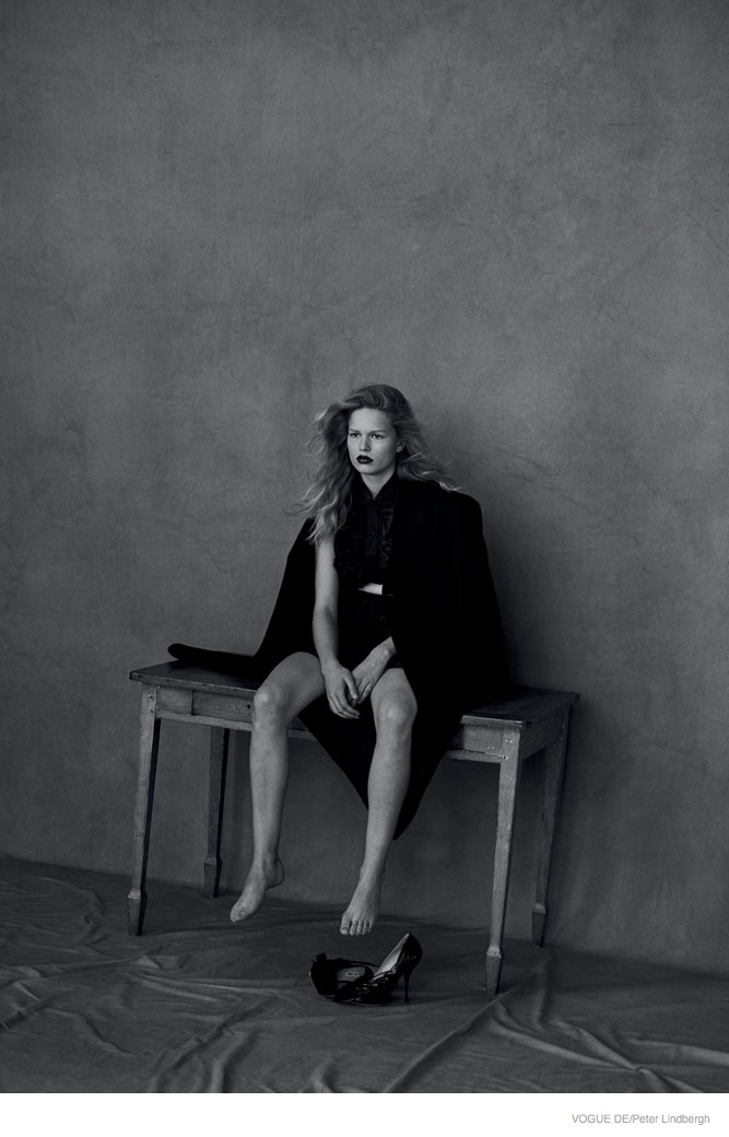 Peter Lindbergh Photographs Anna Ewers in Black & White Vogue Germany Story