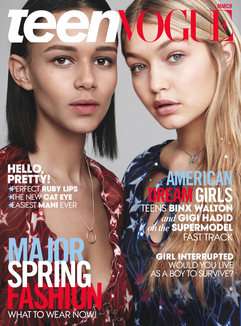 Teen Vogue Taps Models Gigi Hadid + Binx Walton for March 2015 Cover
