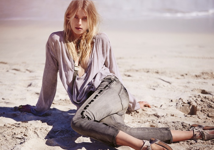 Romantic layers and light colors are spotlighted in "Wash Ashore" which features model Sigrid Agren. 