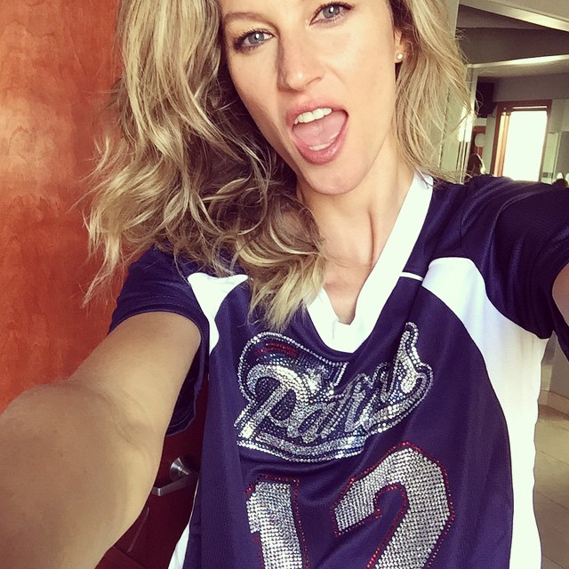 Gisele Bundchen supported her husband Tom Brady on Super Bowl Sunday with a bedazzled Patriots top