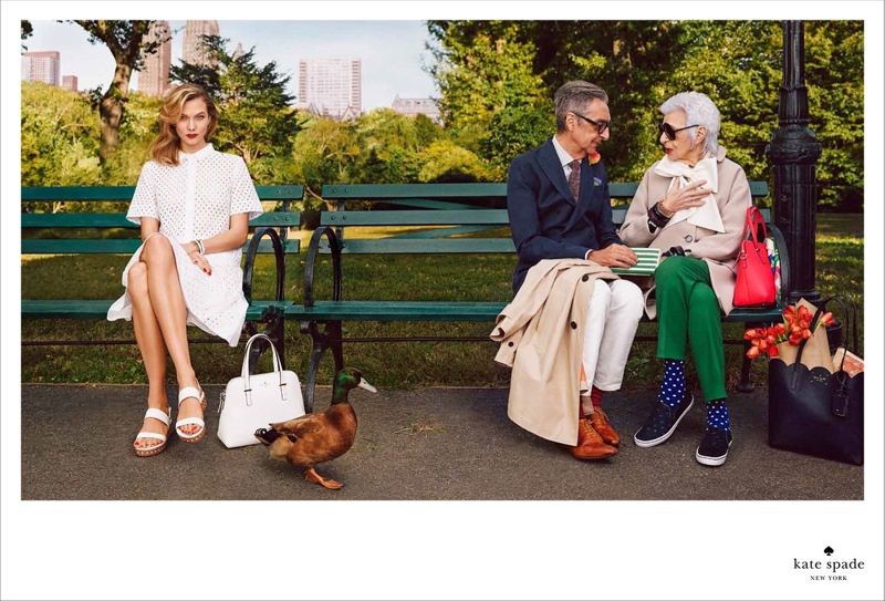 Karlie Kloss, Iris Apfel Pose in the Park for Kate Spade’s Spring 2015 Ads