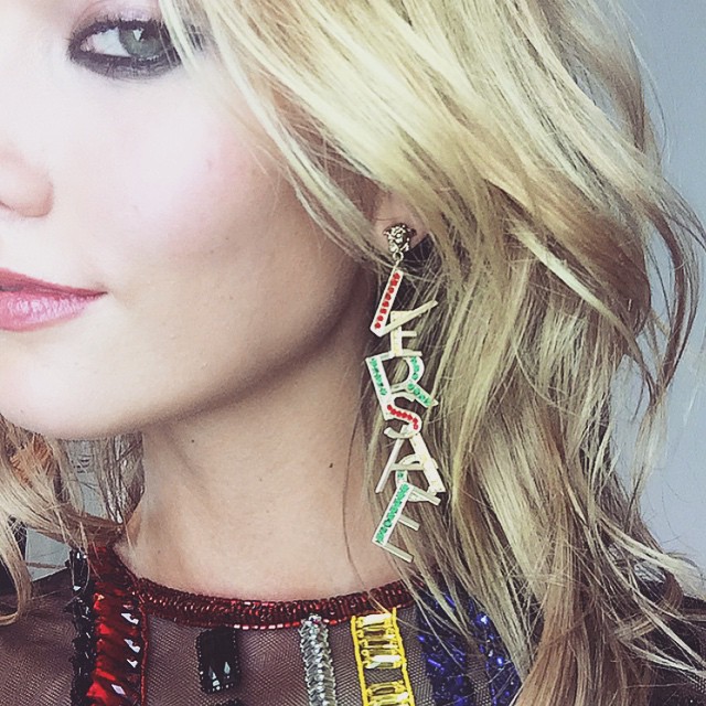 Karlie Kloss shares a photo of Versace earrings