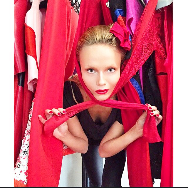 Natasha Poly hides in wardrobe for Vogue Russia shoot