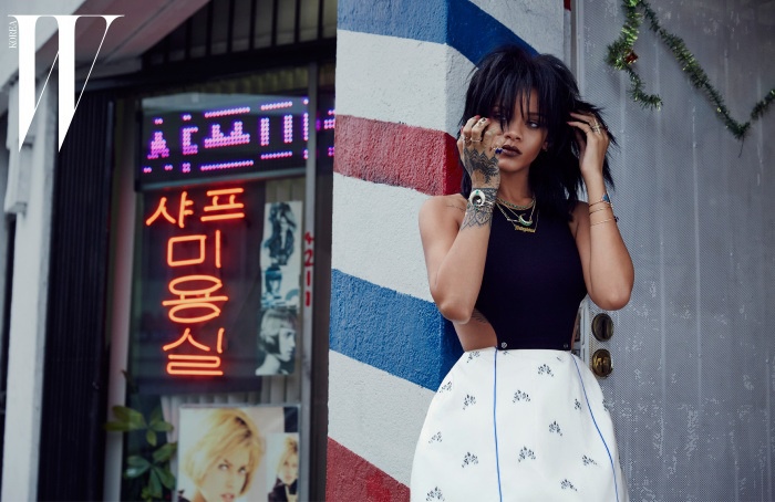Rihanna Wears Dior Spring Looks in W Korea Photos