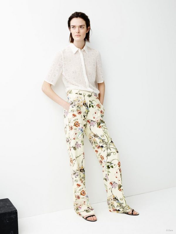 zara floral print pants