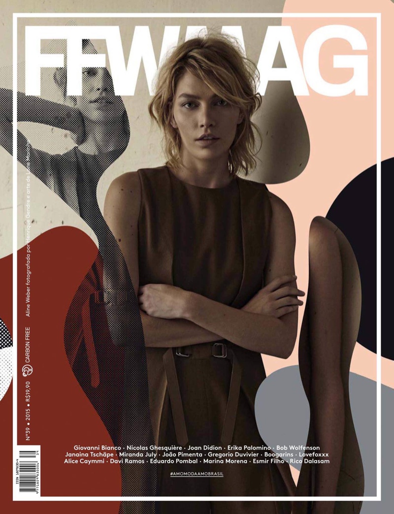 Aline Weber poses on FFWMAG Spring/Summer 2015 Collections Cover by Henrique Gendre