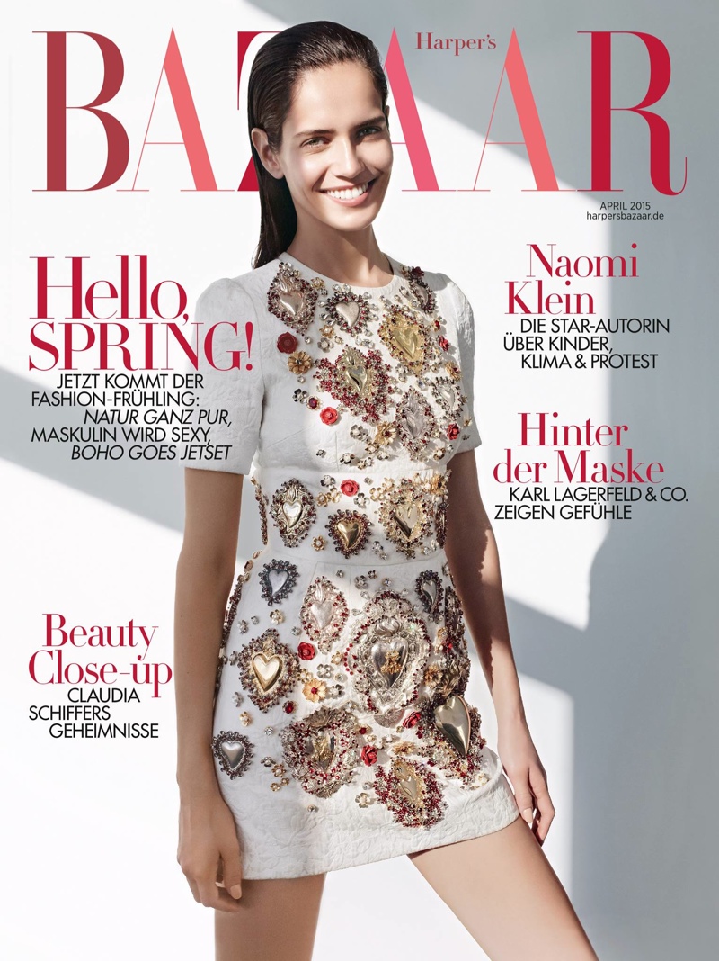 Amanda Wellsh lands the April 2015 cover from Harper's Bazaar Germany photographed by Nagi Sakai. 