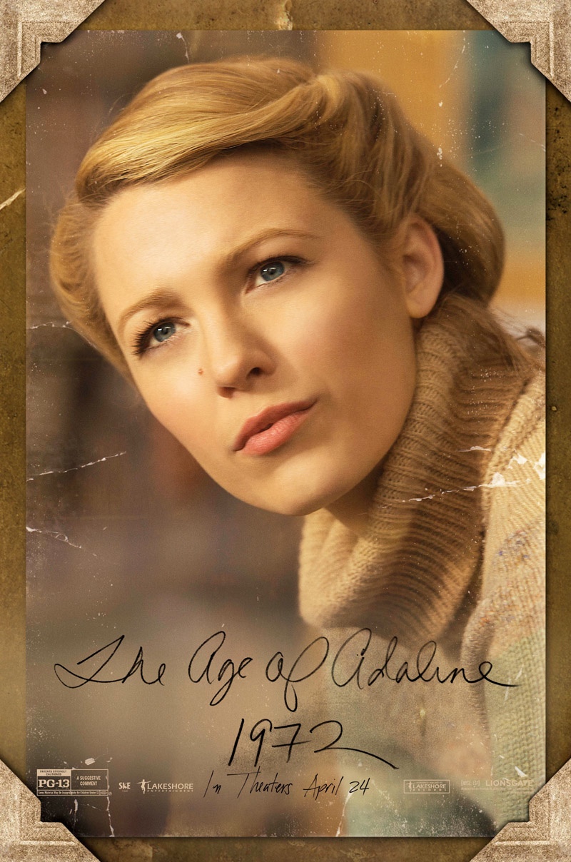 The 1970s call on  'The Age of Adaline' movie poster with Blake Lively.  