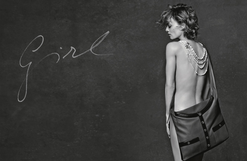 Vanessa Paradis models Chanel's Girl handbag for spring-summer 2015.