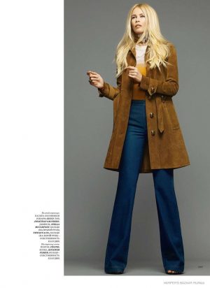 Claudia Schiffer Models 1970s Inspired Fashion for Harper’s Bazaar Russia