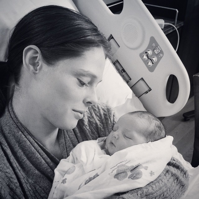 Coco Rocha looks like a proud new mom as she holds her newborn daughter, Ioni James Cohan. Photo via Instagram. 