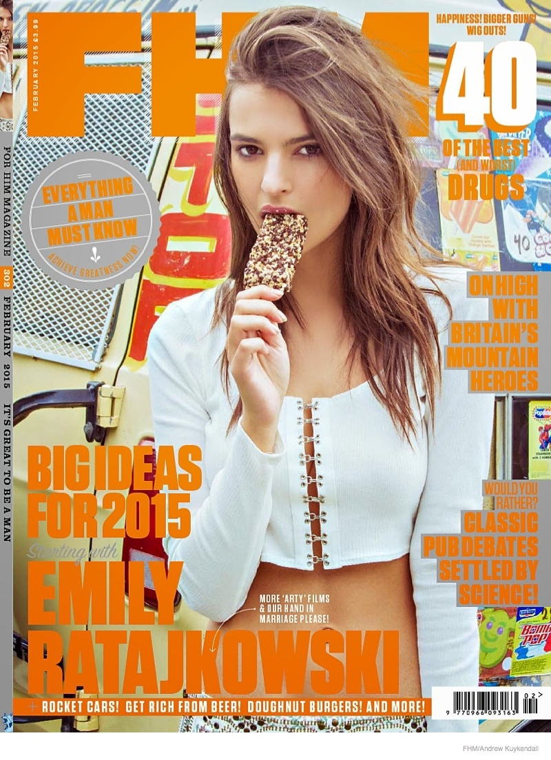 Emily Ratajkowski covers the February 2015 issue of FHM. 