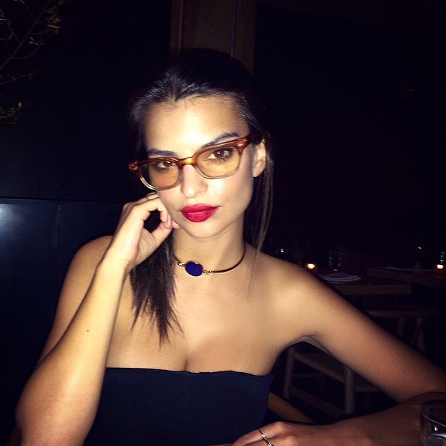 Emily Ratajkowski shows off her (hot) nerd side in a pair of glasses. Photo via Instagram. 