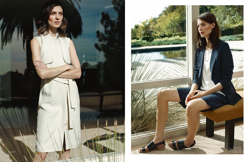 Kati models sandals and simple shapes in the editorial. 