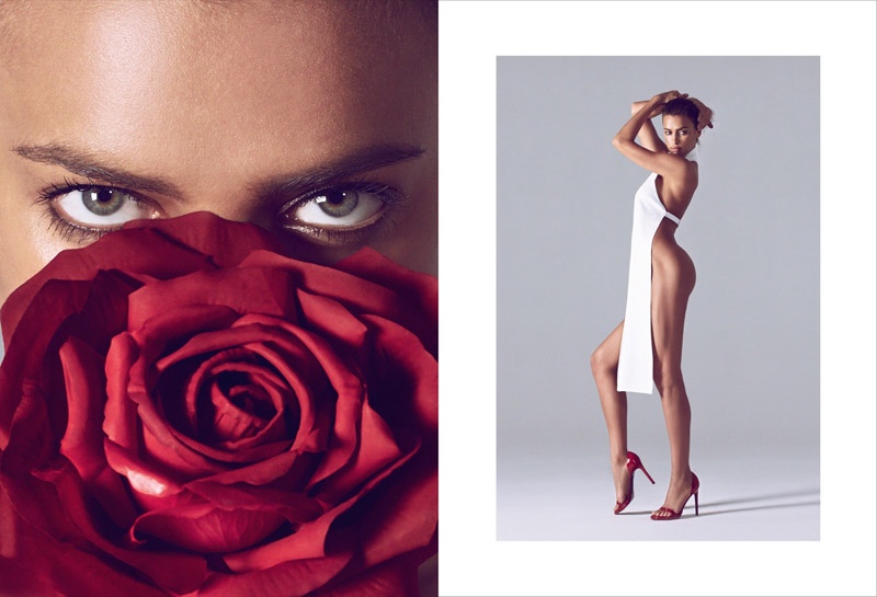 Irina goes nearly naked in one image.