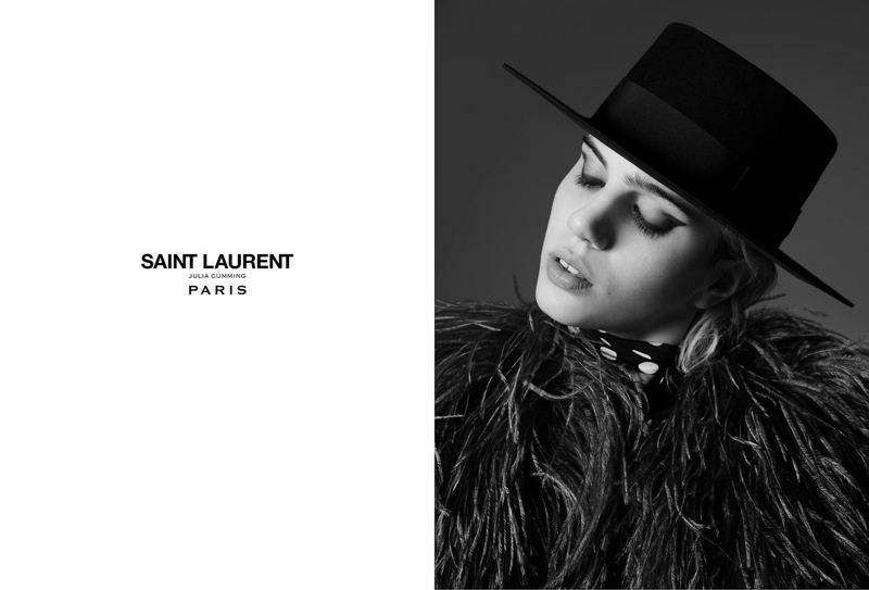 The 18-year-old model has been a two-year exclusive for Saint Laurent. 