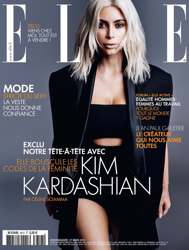 Kim Kardashian lands the March 27, 2015, cover from Elle France photographed by Jan Welters. 