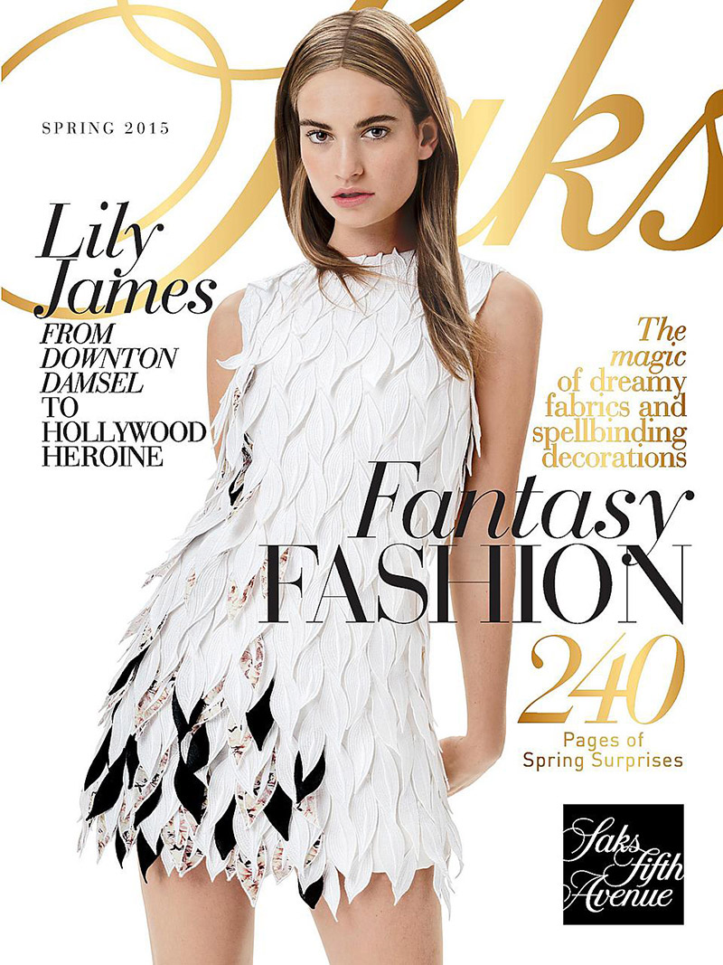 Lily James Wears Fairy-Tale Fashions for Saks