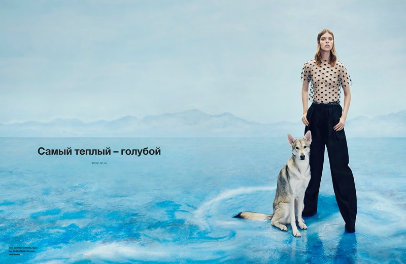 The feature takes on global warming with melting ice and spring fashions. 