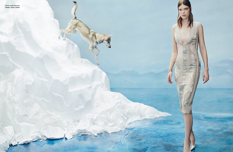 The melting ice gives way to spring fashions for the editorial. 