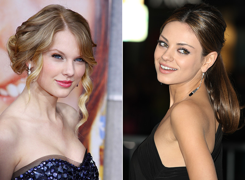 Taylor Swift and Mila Kuns wear elegant hairstyles perfect for prom. Photo: Shutterstock.com