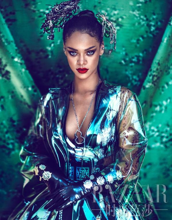 Rihanna stuns in a Dior Haute Couture spring 2015 look for Harper's Bazaar China. 