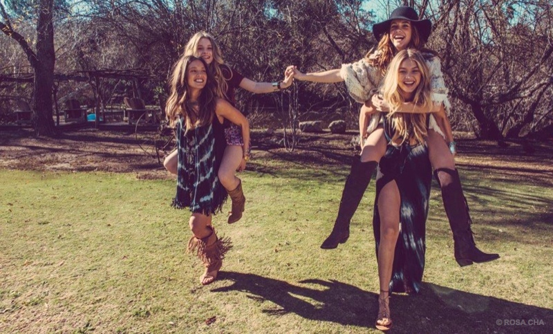Emily, Barbara, Gigi and Lottie have fun in Rosa Cha winter ads.