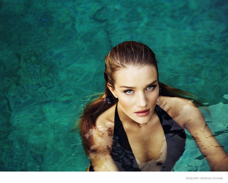 Rosie Huntington-Whiteley Sports Swimsuits in Esquire UK Feature