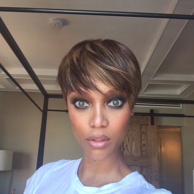 Tyra Banks reveals a short haircut on Instagram. 