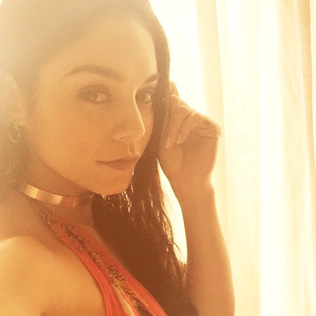 Vanessa Hudgens with long hair earlier this year. Photo via Instagram. 