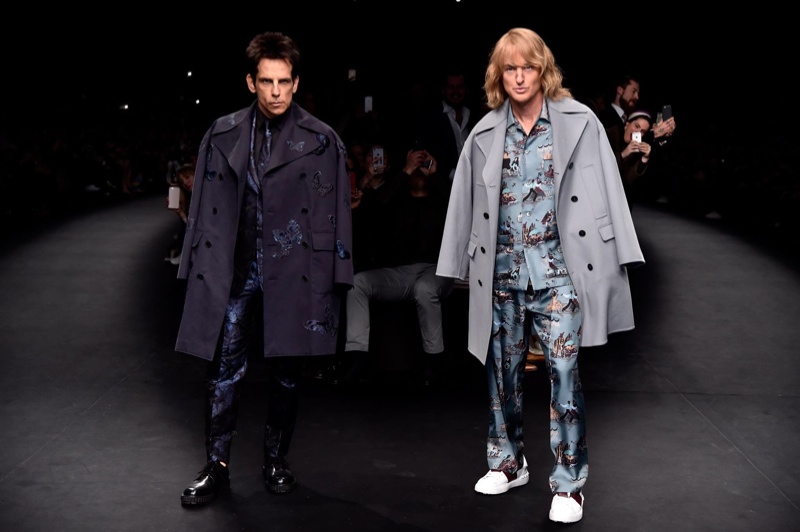 Ben Stiller and Owen Wilson walk the Valentino fall-winter 2015 show as their characters from 'Zoolander'. Image: Paramount.