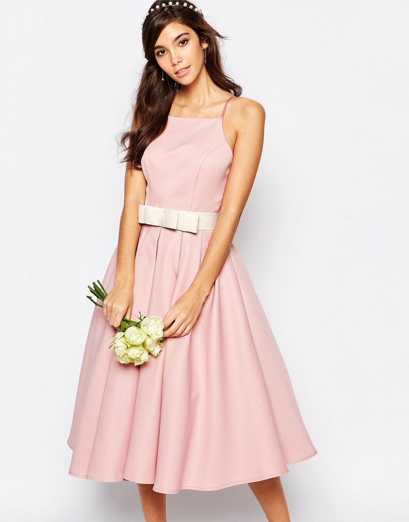 Chi Chi London Pink High Neck Prom Dress with Full Skirt