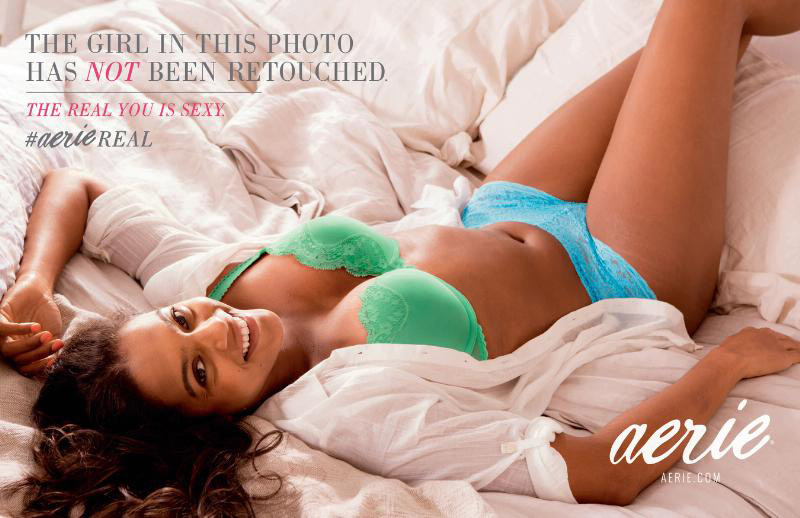 An image from aerie's unretouched lingerie campaign, aerie real