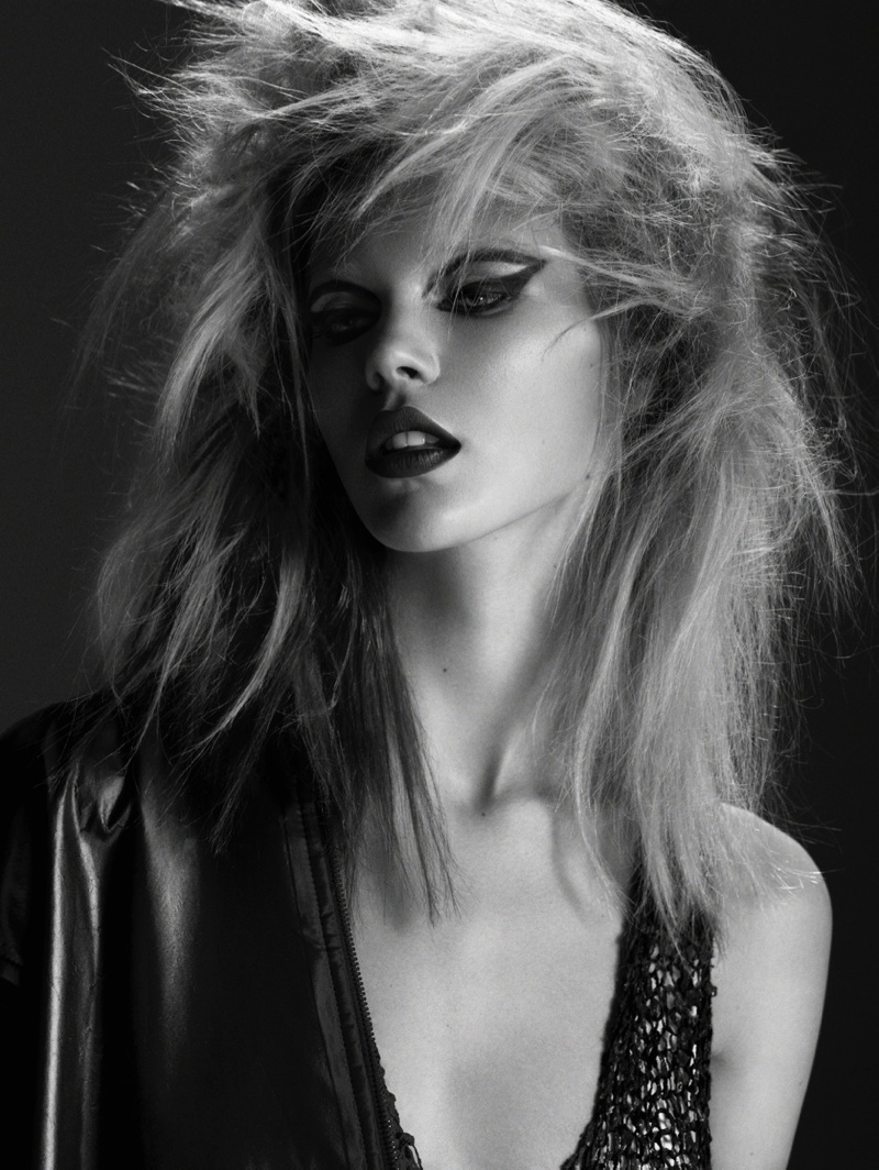 Britt Maren models a messy, rock & roll inspired hairstyle in the images. 