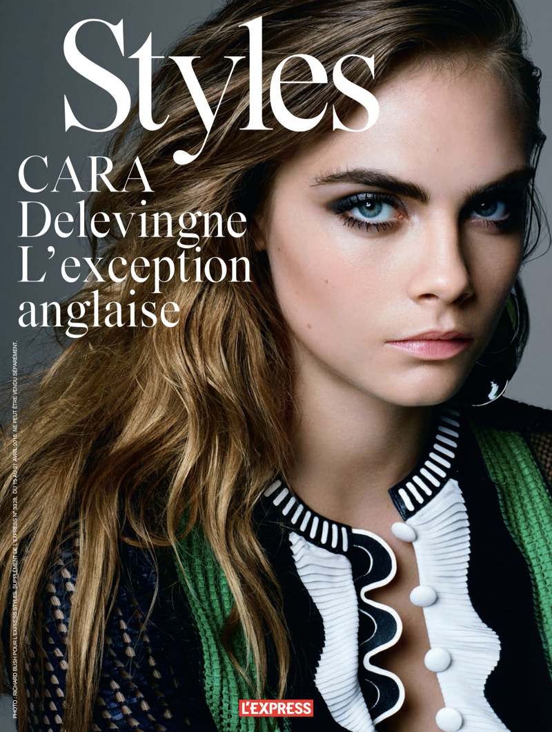 Cara Delevingne graces the April 2015 cover of L'Express Styles photographed by Richard Bush. 