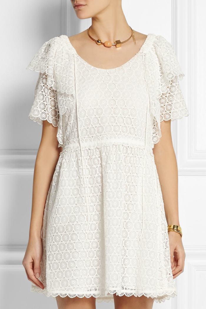 Chloé Crocheted lace mini dress available for $3,290