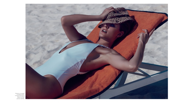 Constance models an ASOS one piece swimsuit and Hermes hat