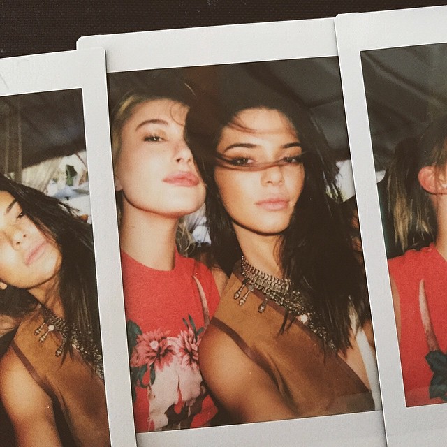 Hailey Baldwin and Kendall Jenner take glam polaroids at Coachella. Photo via Instagram
