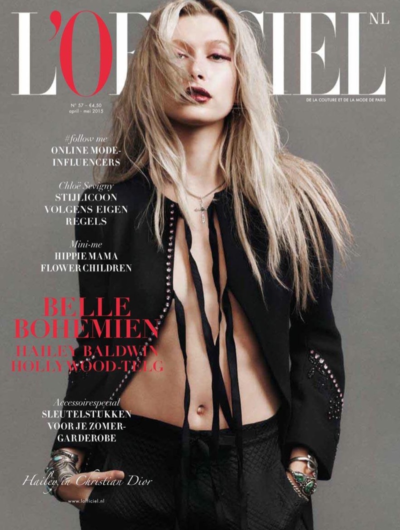 Hailey channels a rock and roll, bohemian inspired look for her covers