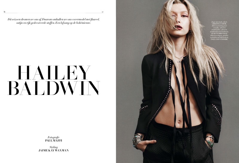 Hailey Baldwin stars in a fashion editorial for L'Officiel Netherlands' April/May issue. 