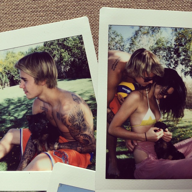 Kendall Jenner cozies up to Justin Bieber in bikini look. Photo via Instagram